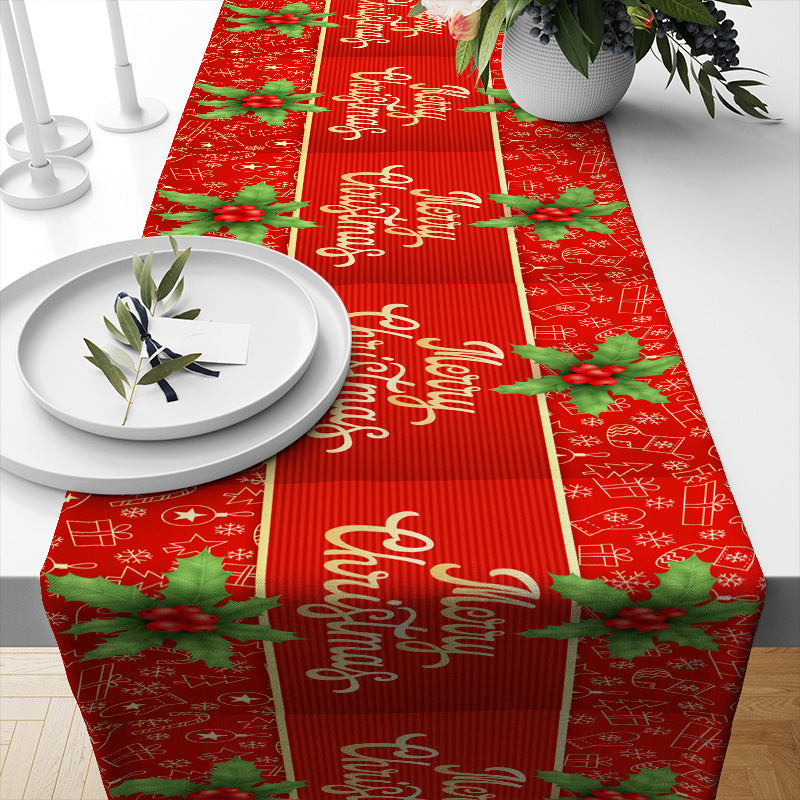 Christmas Table Runner Linen Insulated Restaurant Tablecloth