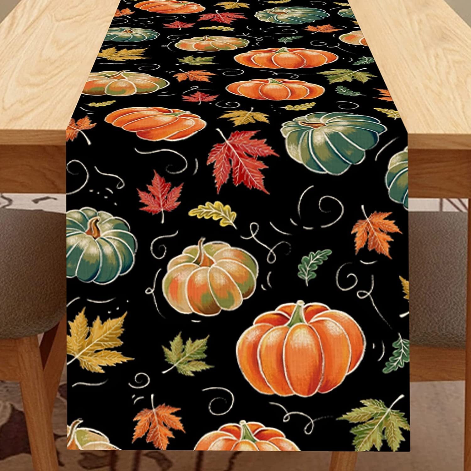 Linen Halloween Pumpkin Home Restaurant Decoration Table Runner