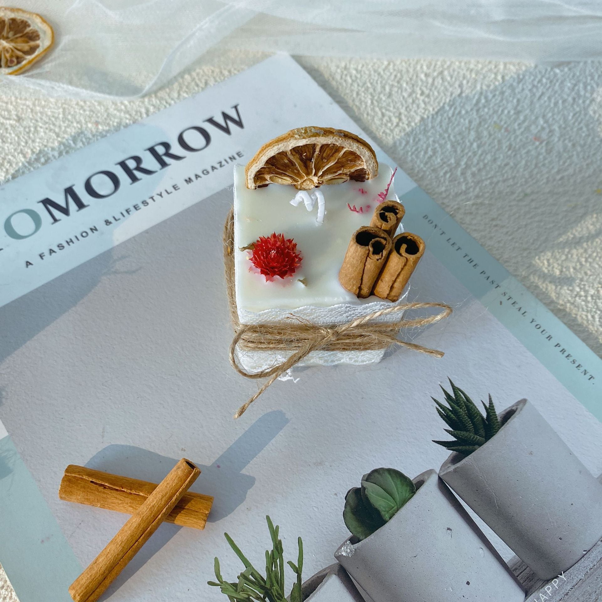 Cinnamon Aromatherapy Candle Lemon Round Cup Indoor