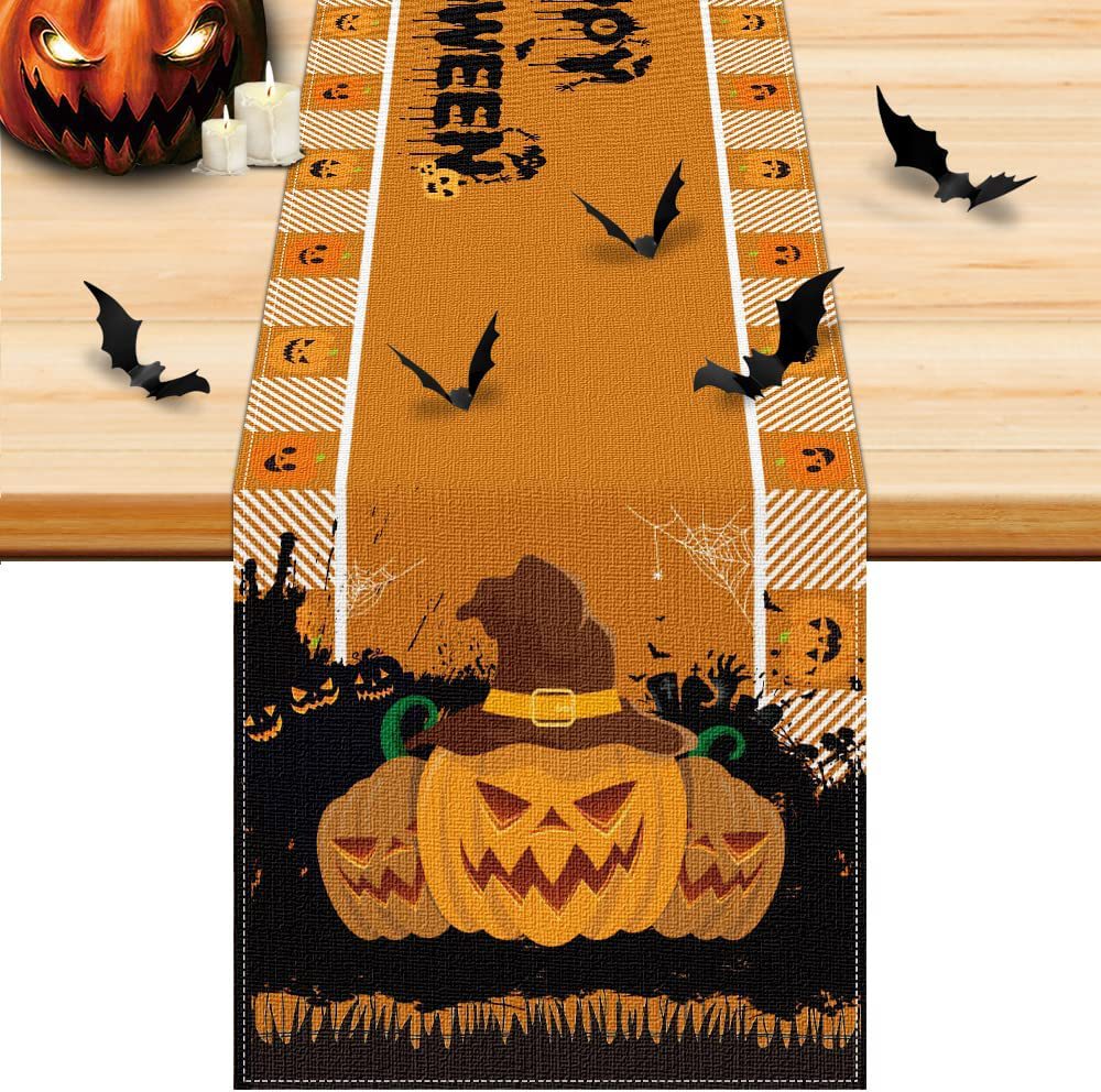 Linen Halloween Pumpkin Home Restaurant Decoration Table Runner