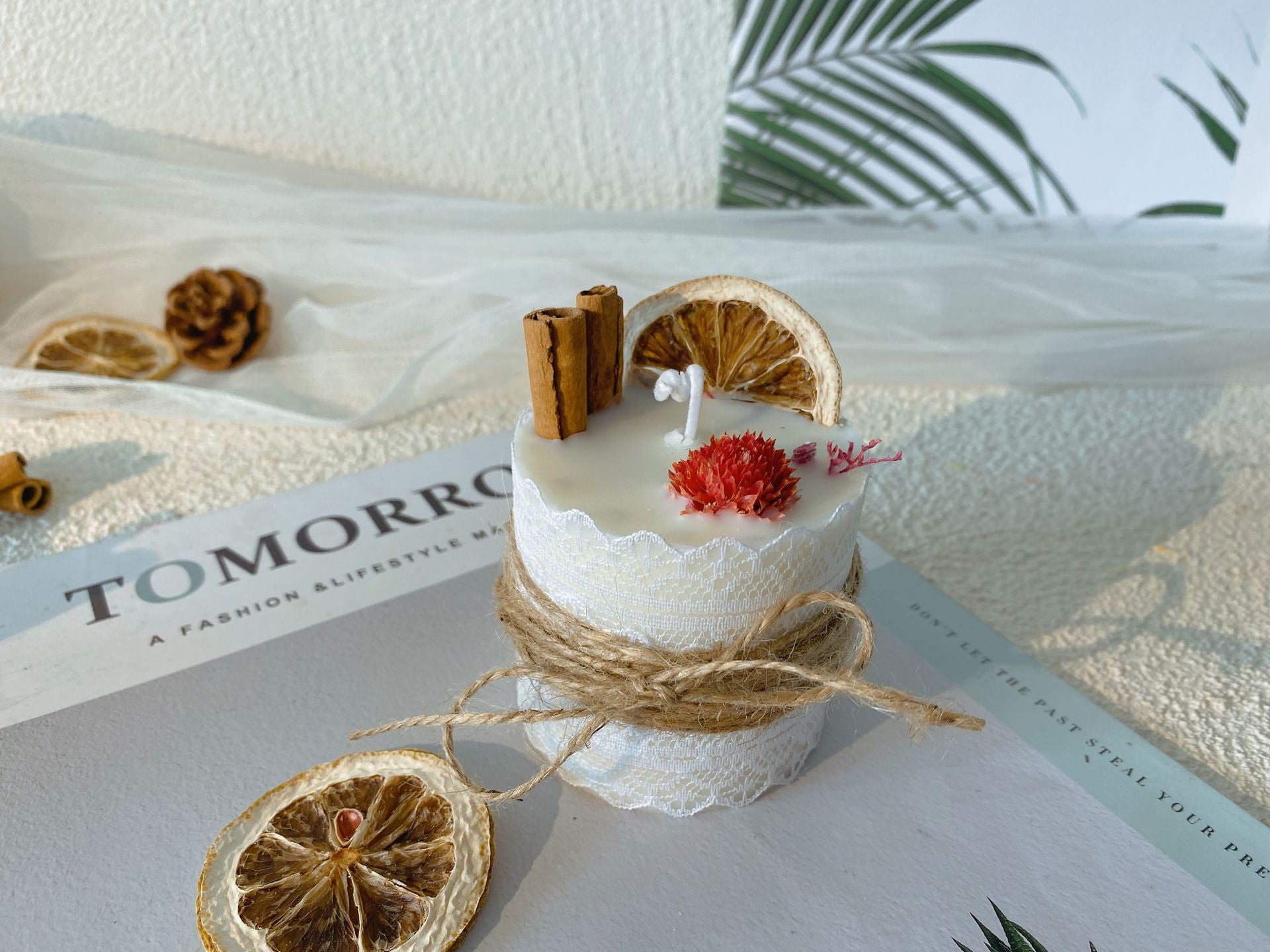 Cinnamon Aromatherapy Candle Lemon Round Cup Indoor