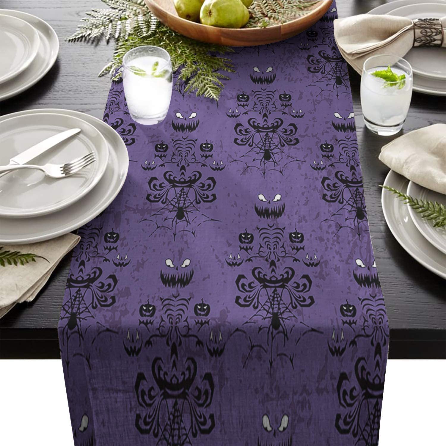 Linen Halloween Pumpkin Home Restaurant Decoration Table Runner