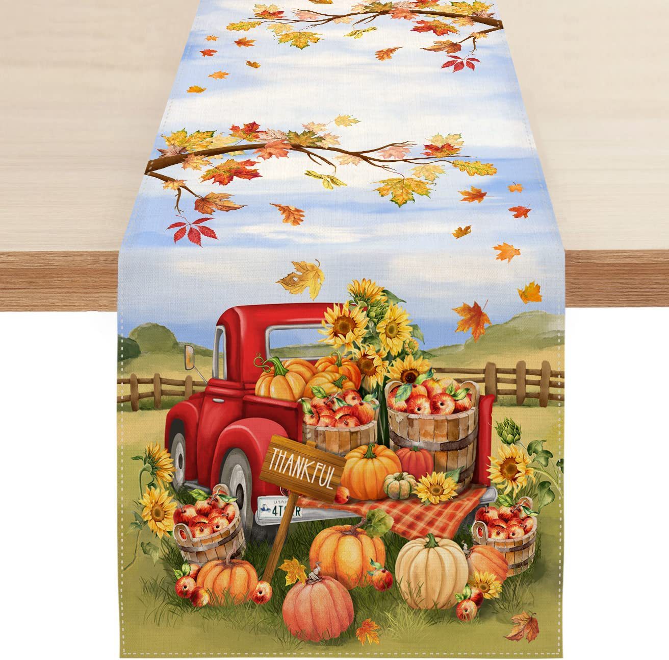 Linen Halloween Pumpkin Home Restaurant Decoration Table Runner