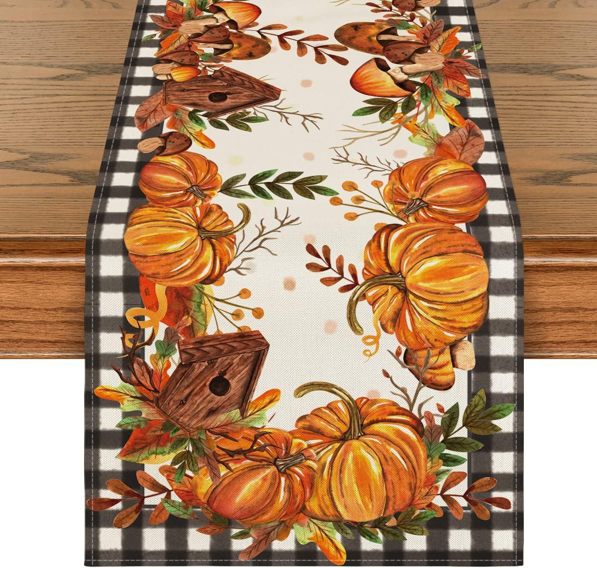 Linen Halloween Pumpkin Home Restaurant Decoration Table Runner