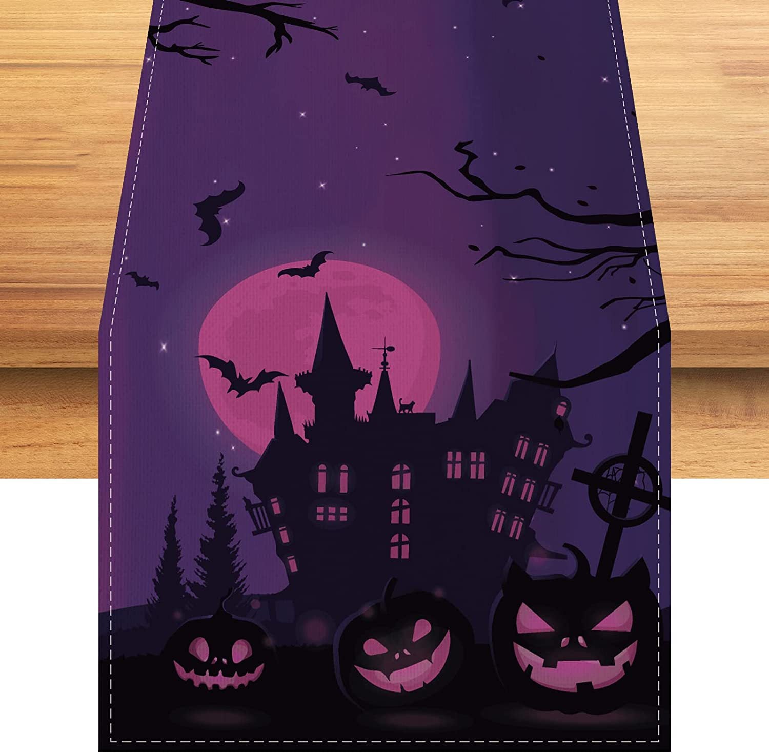 Linen Halloween Pumpkin Home Restaurant Decoration Table Runner