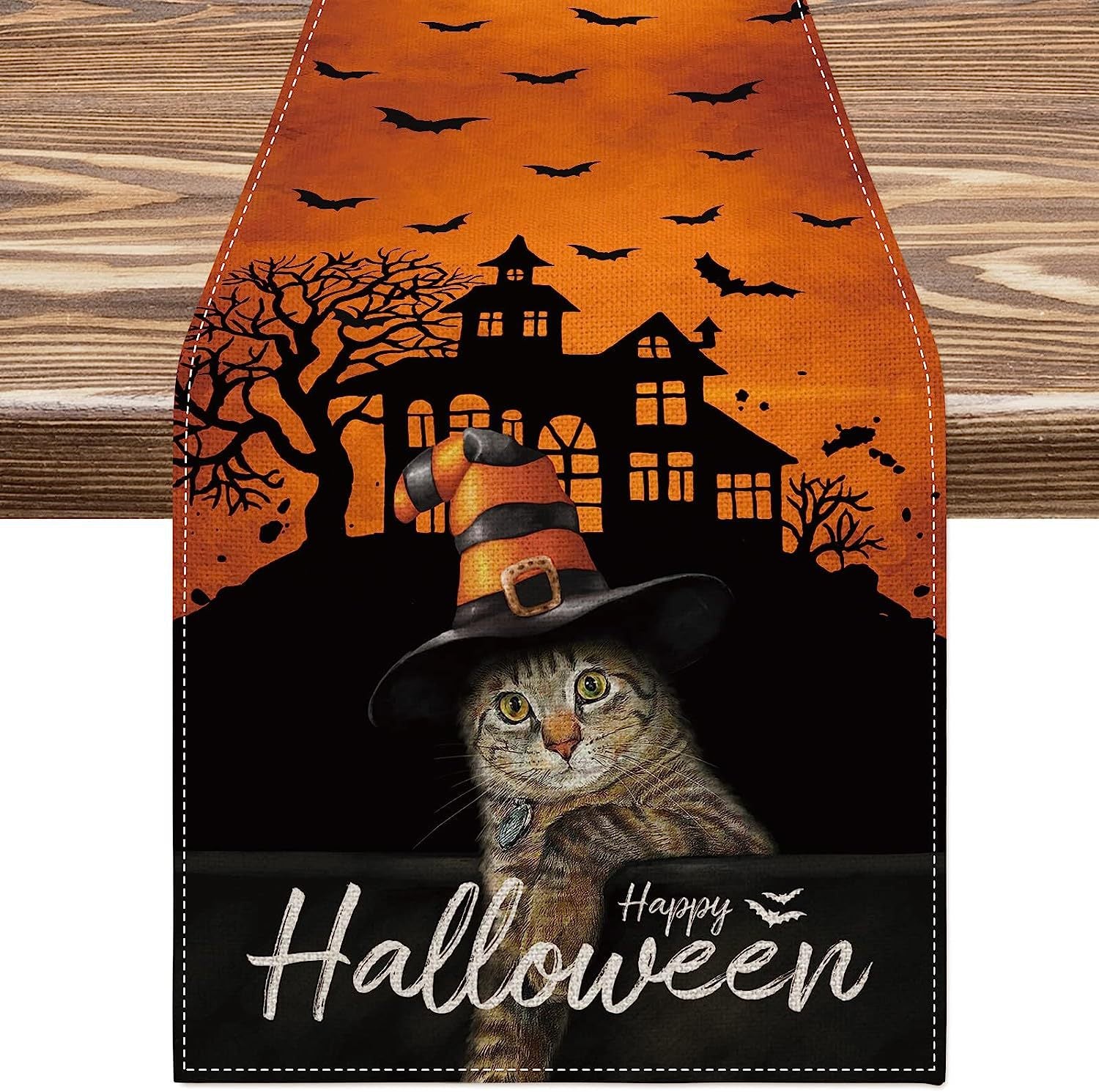 Linen Halloween Pumpkin Home Restaurant Decoration Table Runner