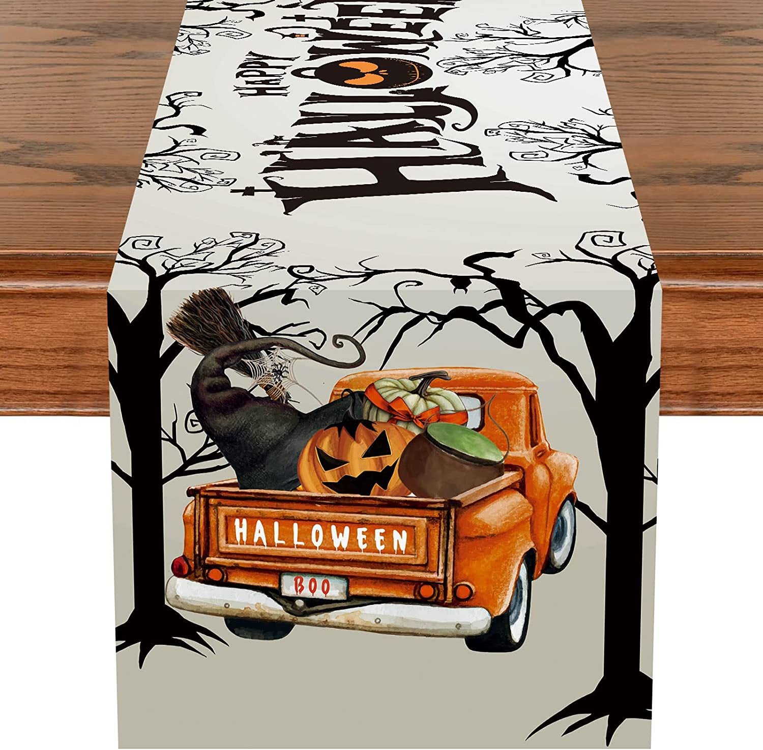 Linen Halloween Pumpkin Home Restaurant Decoration Table Runner