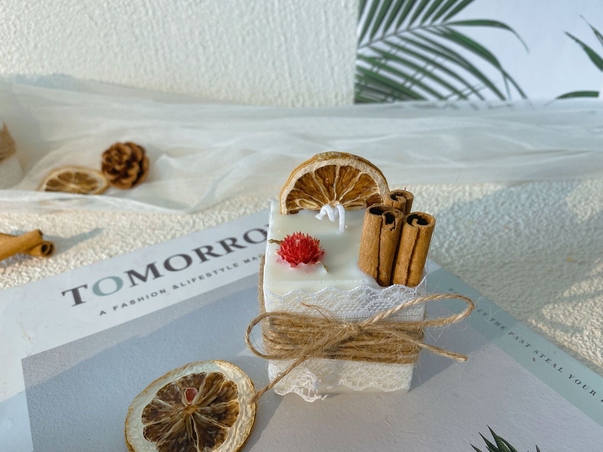 Cinnamon Aromatherapy Candle Lemon Round Cup Indoor