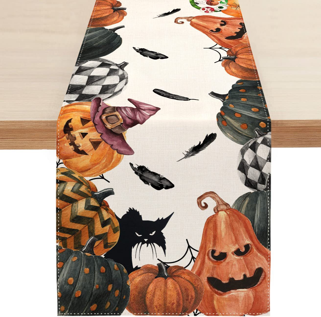 Linen Halloween Pumpkin Home Restaurant Decoration Table Runner
