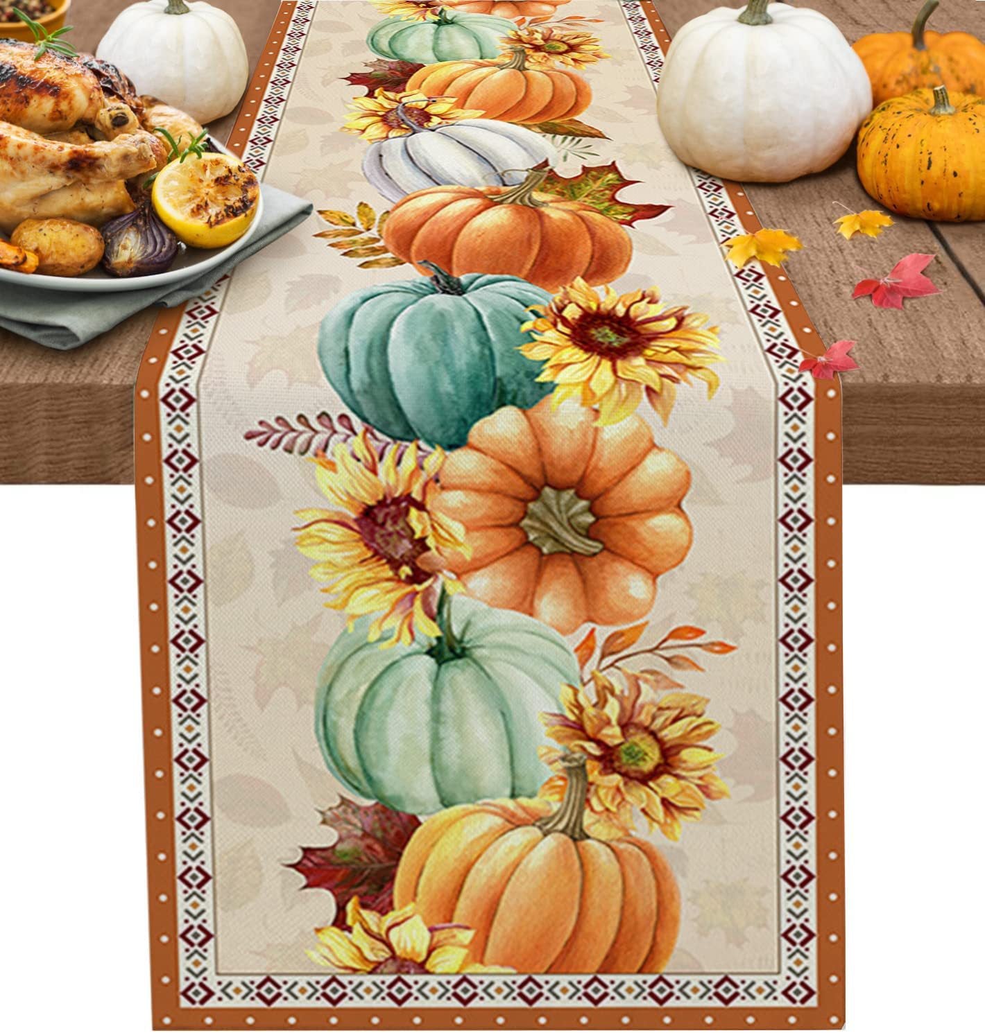 Linen Halloween Pumpkin Home Restaurant Decoration Table Runner