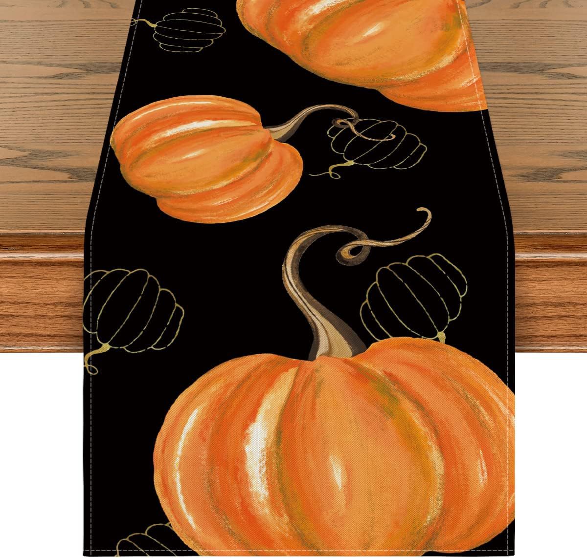 Linen Halloween Pumpkin Home Restaurant Decoration Table Runner