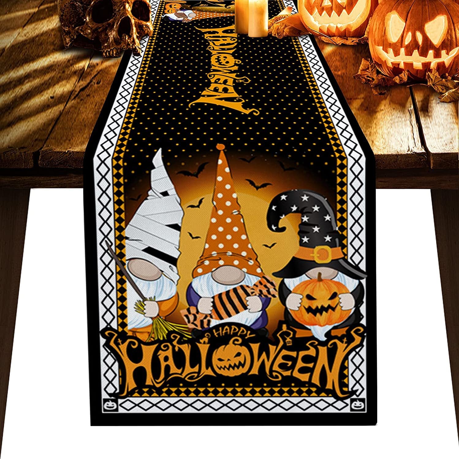 Linen Halloween Pumpkin Home Restaurant Decoration Table Runner
