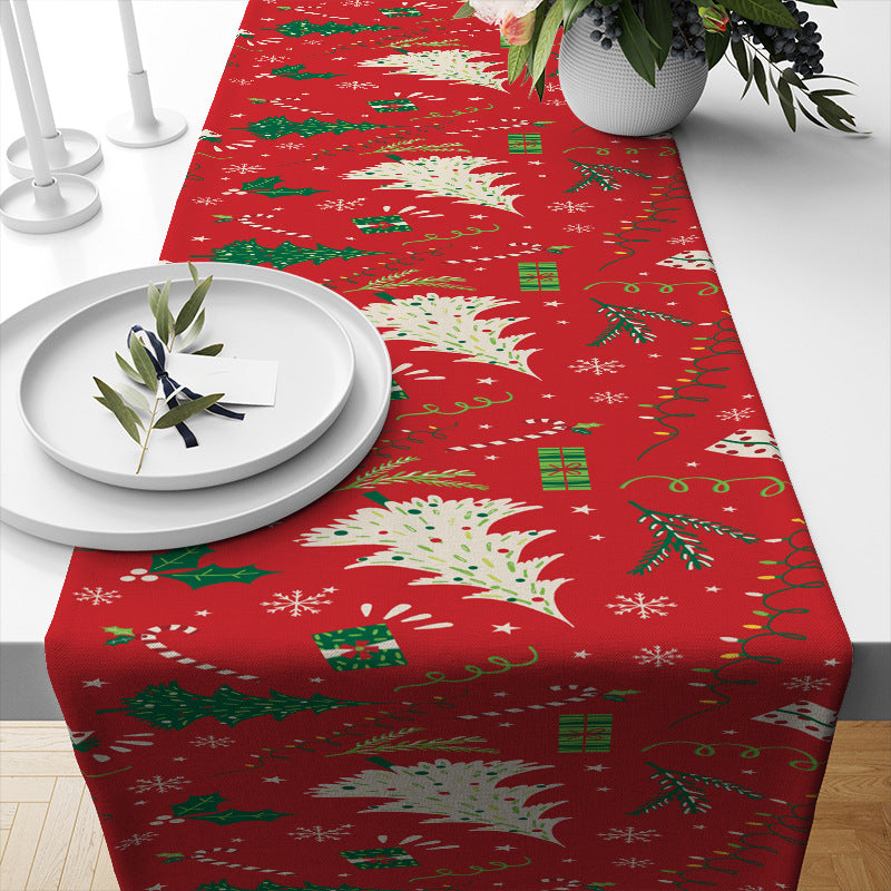 Christmas Table Runner Linen Insulated Restaurant Tablecloth