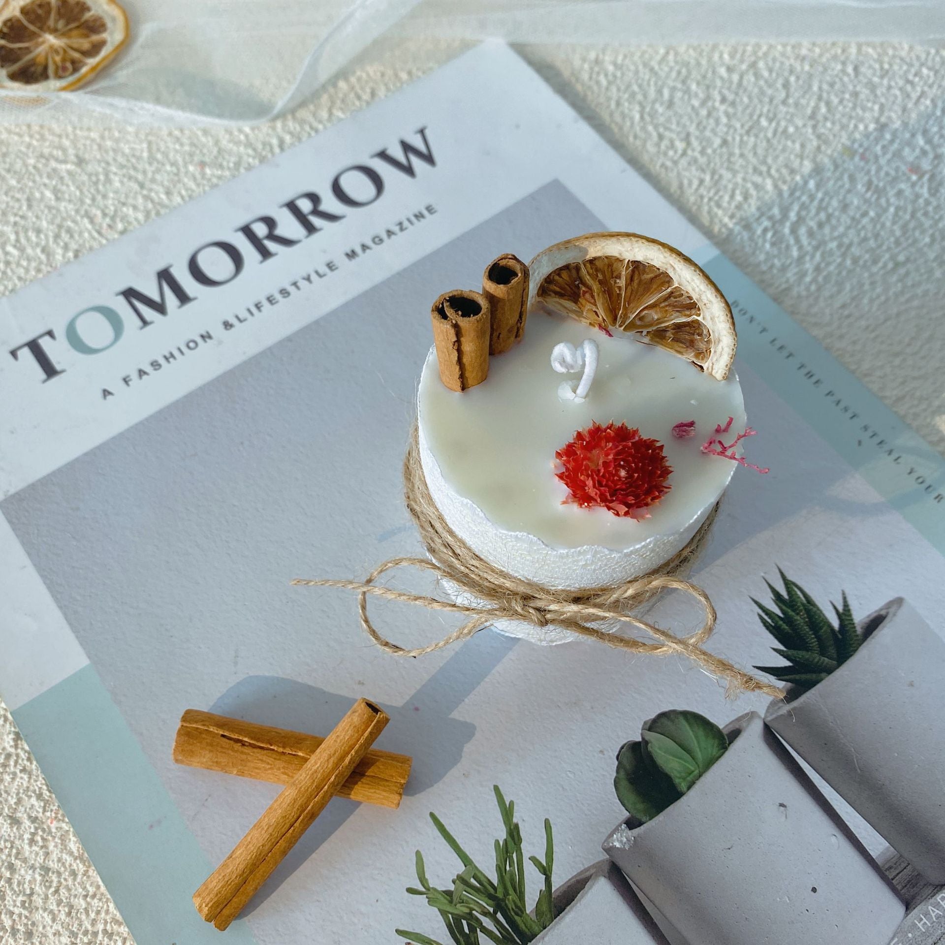 Cinnamon Aromatherapy Candle Lemon Round Cup Indoor