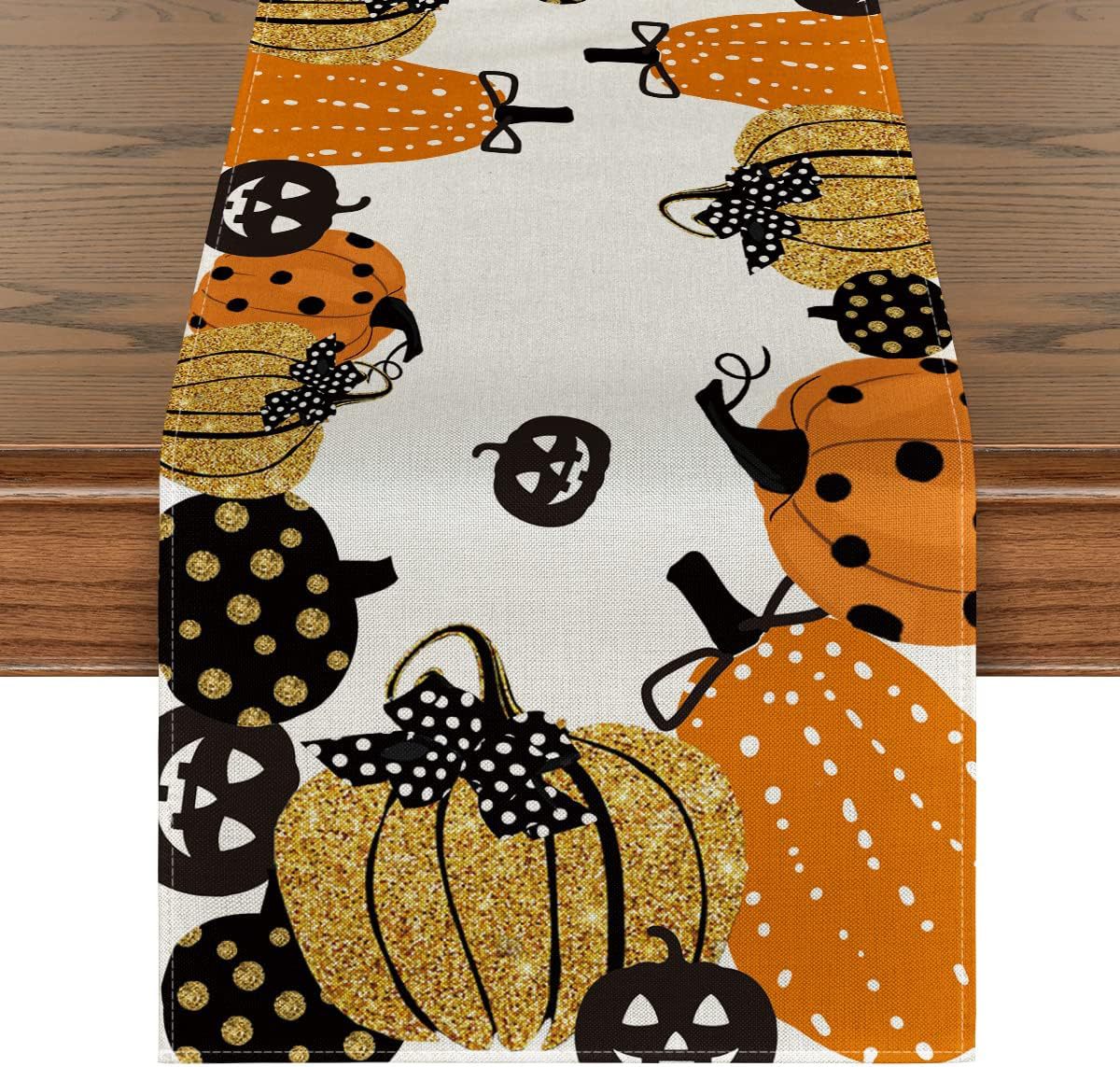 Linen Halloween Pumpkin Home Restaurant Decoration Table Runner